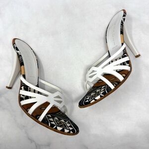 CASADEI Vintage Y2K Southwestern Tribal Leather Stiletto Heel Mule Boho Sandal 5